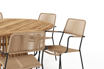 Lakenview Rundt Spisebord 150 cm med 6 Lindos Spisestoler - Natur - Hagemøbler & utemiljø - Hagegruppe - Spisegrupper hage