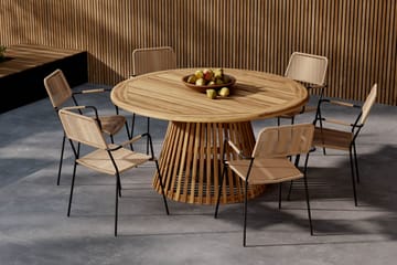 Lakenview Rundt Spisebord 150 cm med 6 Lindos Spisestoler - Natur - Hagemøbler & utemiljø - Hagegruppe - Spisegrupper hage
