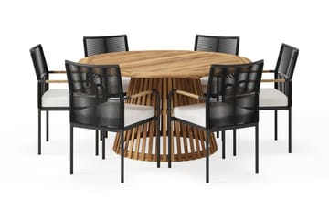 Lakenview Rundt Spisebord 150 cm med 6 Sonia Spisestoler - Natur - Hagemøbler & utemiljø - Hagegruppe - Spisegrupper hage