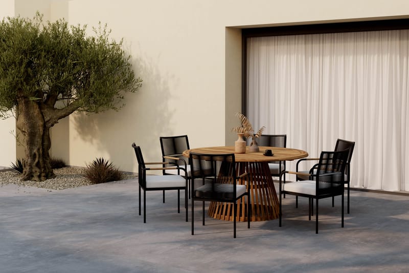 Lakenview Rundt Spisebord 150 cm med 6 Sonia Spisestoler - Natur - Hagemøbler & utemiljø - Hagegruppe - Spisegrupper hage