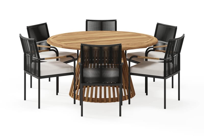 Lakenview Rundt Spisebord 150 cm med 6 Sonia Spisestoler - Natur - Hagemøbler & utemiljø - Hagegruppe - Spisegrupper hage