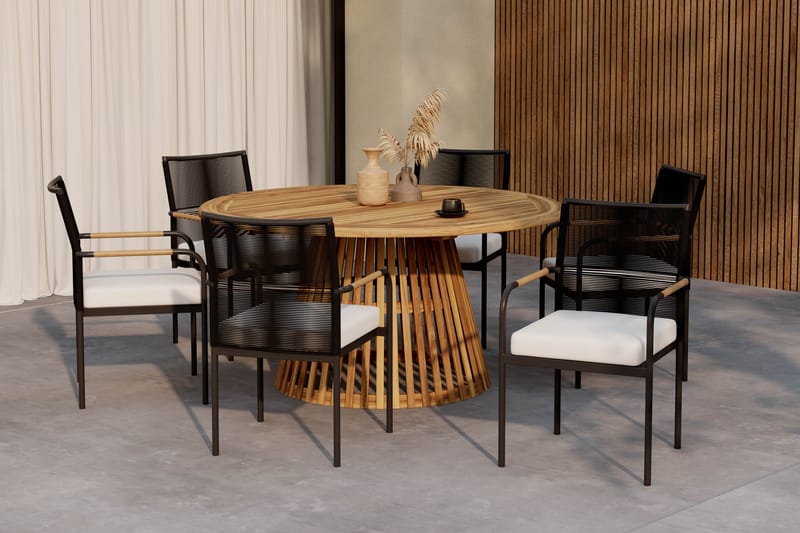 Lakenview Rundt Spisebord 150 cm med 6 Sonia Spisestoler - Natur - Hagemøbler & utemiljø - Hagegruppe - Spisegrupper hage