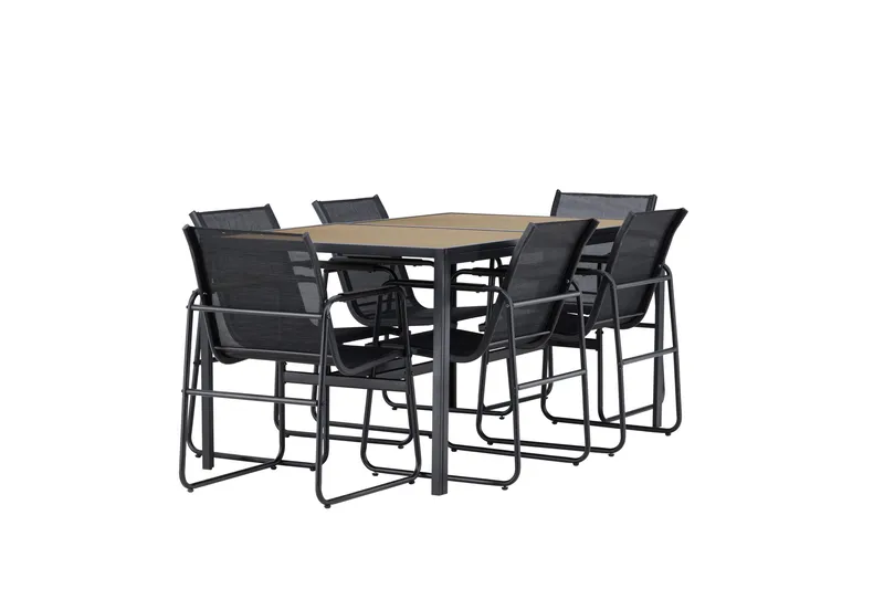 Lampedusa Spisegruppe Utendørs 6-seter - Svart - Hagemøbler & utemiljø - Hagegruppe - Spisegrupper hage