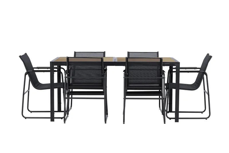 Lampedusa Spisegruppe Utendørs 6-seter, Svart