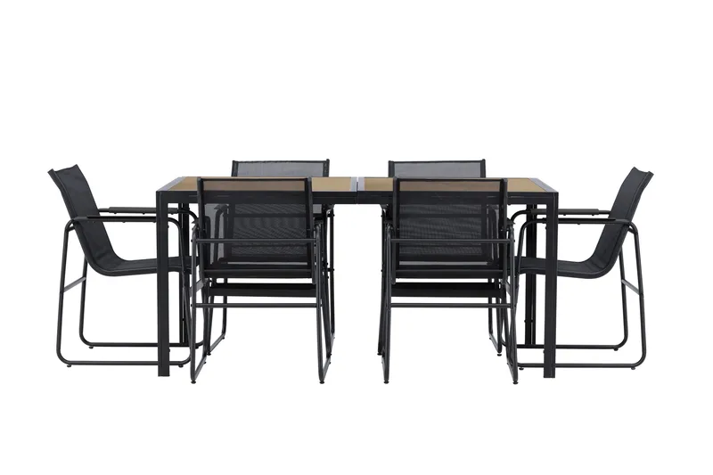 Lampedusa Spisegruppe Utendørs 6-seter - Svart - Hagemøbler & utemiljø - Hagegruppe - Spisegrupper hage