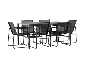 Lampedusa Spisegruppe Utendørs 6-seter - Svart - Hagemøbler & utemiljø - Hagegruppe - Spisegrupper hage