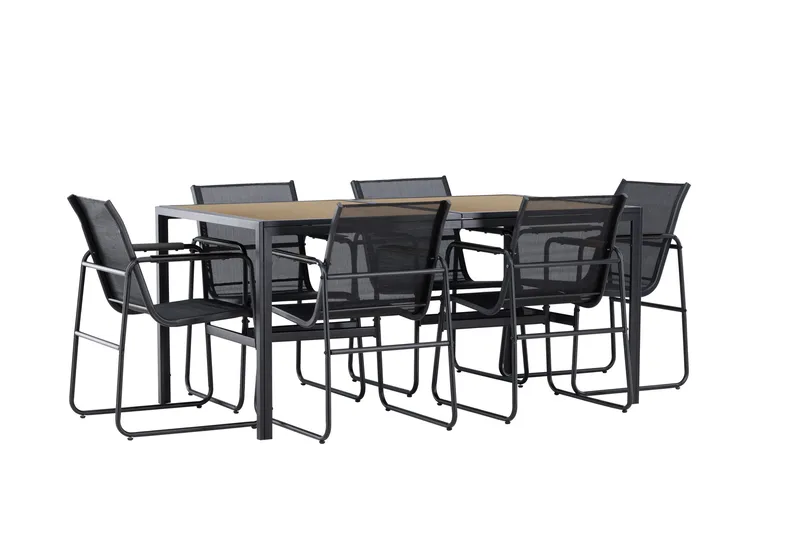 Lampedusa Spisegruppe Utendørs 6-seter - Svart - Hagemøbler & utemiljø - Hagegruppe - Spisegrupper hage