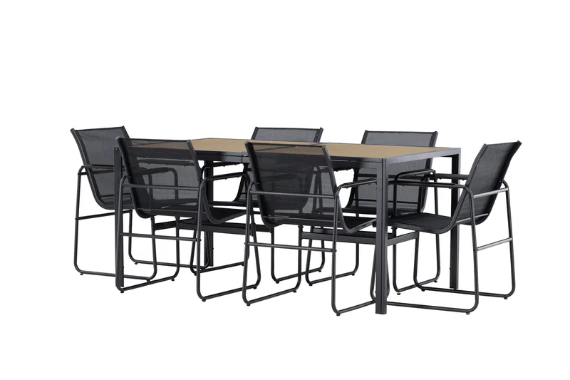 Lampedusa Spisegruppe Utendørs 6-seter - Svart - Hagemøbler & utemiljø - Hagegruppe - Spisegrupper hage