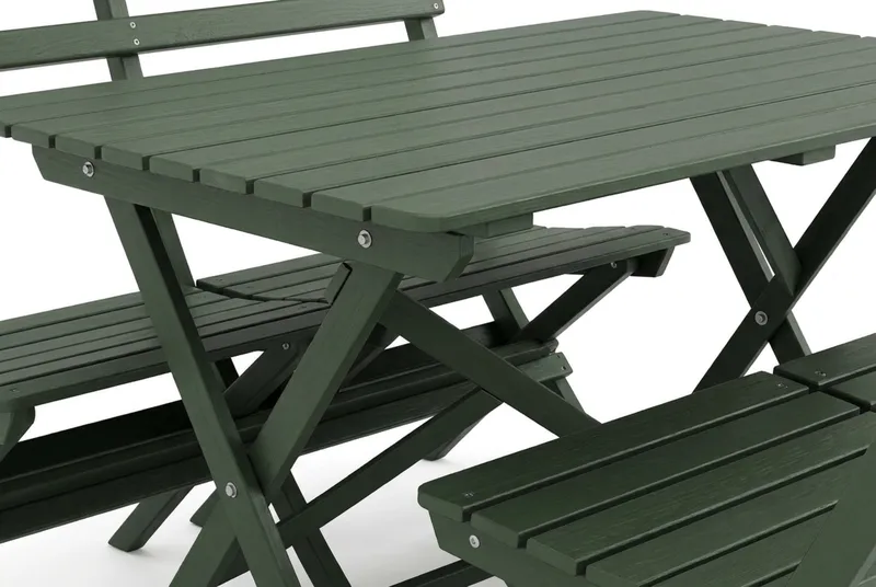 Landet utendørs spisegruppe 118x70x74 cm med 2 sofaer - Grønn - Hagemøbler & utemiljø - Hagegruppe - Spisegrupper hage