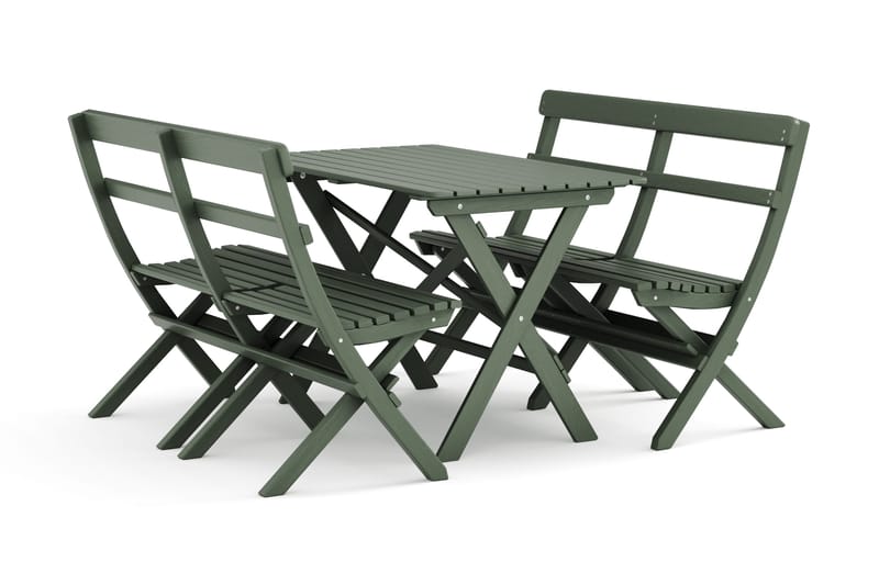 Landet Utendørs spisegruppe 118x70x74 cm med 2 sofaer, Grønn