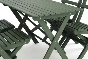 Landet utendørs spisegruppe 118x70x74 cm med 4 klappstoler - Grønn - Hagemøbler & utemiljø - Hagegruppe - Spisegrupper hage