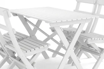 Landet utendørs spisegruppe 118x70x74 cm med 4 klappstoler - Hvit - Hagemøbler & utemiljø - Hagegruppe - Spisegrupper hage