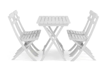 Landet utendørs spisegruppe 118x70x74 cm med 4 klappstoler - Hvit - Hagemøbler & utemiljø - Hagegruppe - Spisegrupper hage