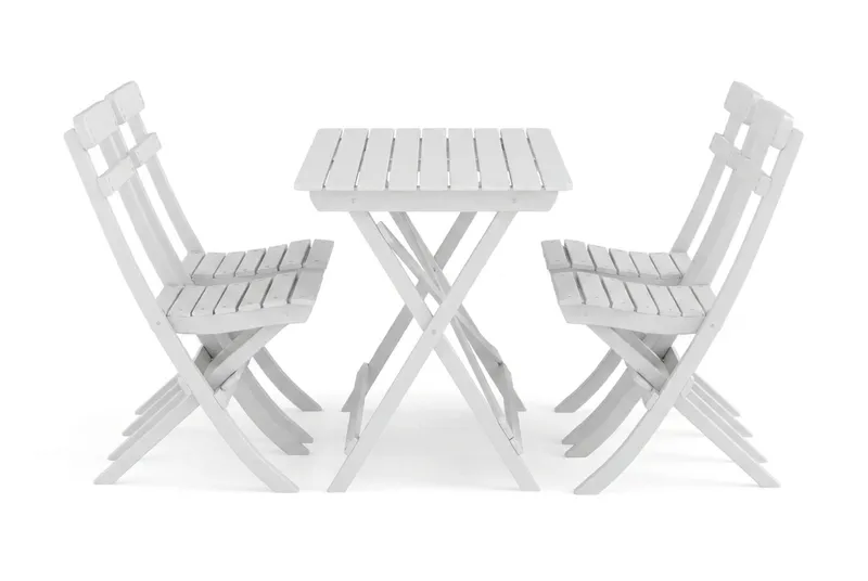 Landet utendørs spisegruppe 118x70x74 cm med 4 klappstoler - Hvit - Hagemøbler & utemiljø - Hagegruppe - Spisegrupper hage