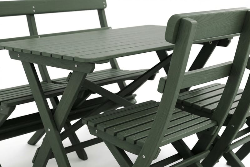 Landet utendørs spisegruppe 118x70x74 cm med sofa og 2 klappstoler - Grønn - Hagemøbler & utemiljø - Hagegruppe - Spisegrupper hage