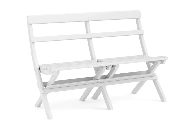 Landet utendørs spisegruppe 118x70x74 cm med sofa og 2 klappstoler - Hvit - Hagemøbler & utemiljø - Hagegruppe - Spisegrupper hage