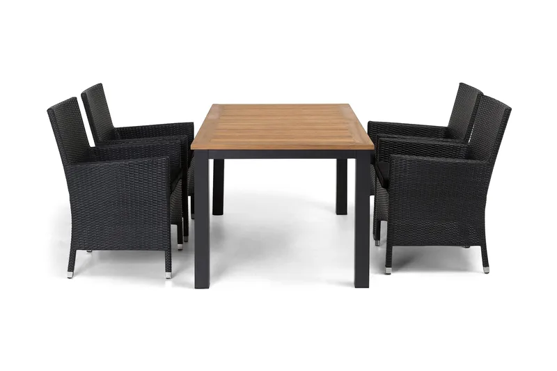 Las Vegas Spisegruppe 152-210 + 4 Thor Stoler, Svart/Teak