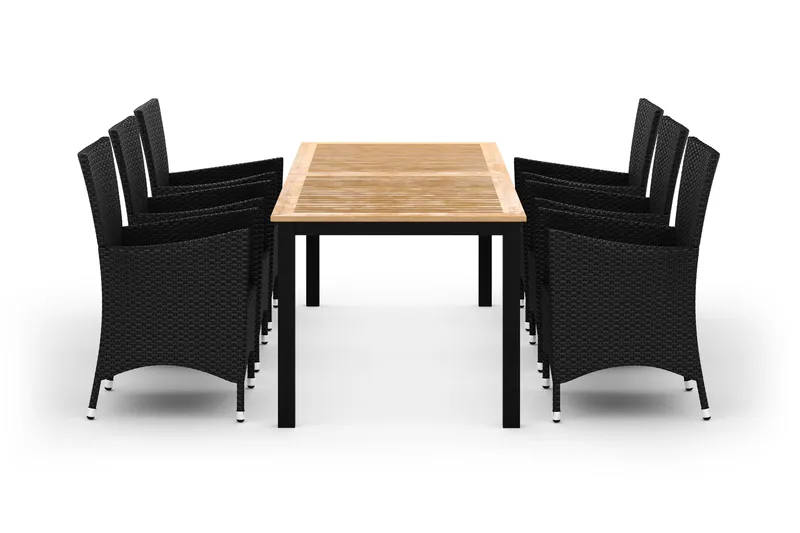 Las Vegas Spisegruppe 220-280+6 Thor Lyx Stoler, Svart/Teak
