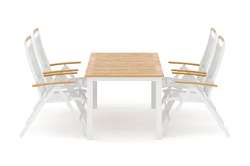 Las Vegas utendørs spisegruppe, uttrekkbar 152–210x90 cm med 4 Las Vegas regulerbare stoler - Hvit - Hagemøbler & utemiljø - Hagegruppe - Spisegrupper hage