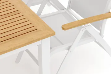 Las Vegas utendørs spisegruppe, uttrekkbar 152–210x90 cm med 4 Las Vegas regulerbare stoler - Hvit - Hagemøbler & utemiljø - Hagegruppe - Spisegrupper hage