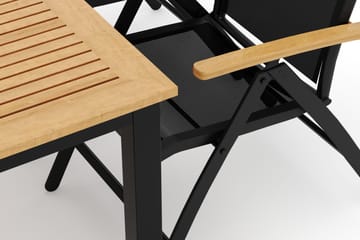 Las Vegas utendørs spisegruppe, uttrekkbar 152–210x90 cm med 4 Las Vegas regulerbare stoler - Svart - Hagemøbler & utemiljø - Hagegruppe - Spisegrupper hage