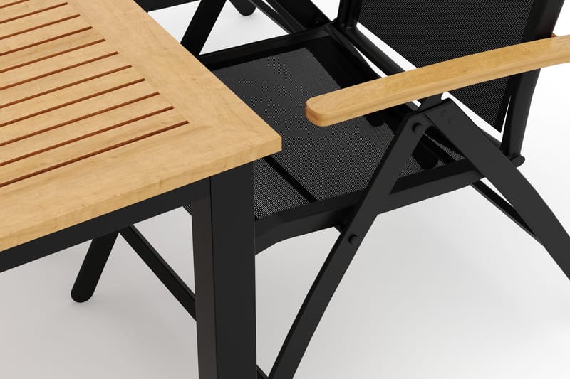 Las Vegas utendørs spisegruppe, uttrekkbar 152–210x90 cm med 4 Las Vegas regulerbare stoler - Svart - Hagemøbler & utemiljø - Hagegruppe - Spisegrupper hage