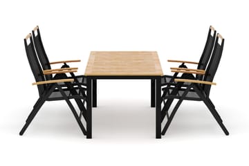 Las Vegas utendørs spisegruppe, uttrekkbar 152–210x90 cm med 4 Las Vegas regulerbare stoler - Svart - Hagemøbler & utemiljø - Hagegruppe - Spisegrupper hage