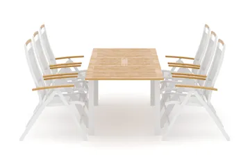 Las Vegas utendørs spisegruppe, uttrekkbar 152–210x90 cm med 6 Las Vegas regulerbare stoler - Hvit - Hagemøbler & utemiljø - Hagegruppe - Spisegrupper hage