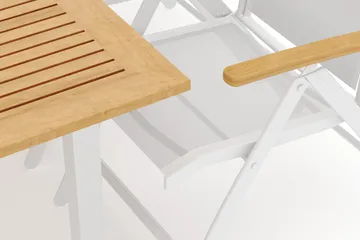 Las Vegas utendørs spisegruppe, uttrekkbar 152–210x90 cm med 6 Las Vegas regulerbare stoler - Hvit - Hagemøbler & utemiljø - Hagegruppe - Spisegrupper hage