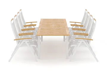 Las Vegas utendørs spisegruppe, uttrekkbar 220x280x100 cm med 8 Las Vegas regulerbare stoler - Hvit - Hagemøbler & utemiljø - Hagegruppe - Spisegrupper hage