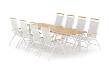 Las Vegas utendørs spisegruppe, uttrekkbar 220x280x100 cm med 8 Las Vegas regulerbare stoler - Hvit - Hagemøbler & utemiljø - Hagegruppe - Spisegrupper hage