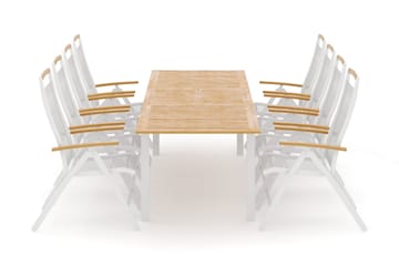 Las Vegas utendørs spisegruppe, uttrekkbar 220x280x100 cm med 8 Las Vegas regulerbare stoler - Hvit - Hagemøbler & utemiljø - Hagegruppe - Spisegrupper hage