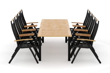 Las Vegas utendørs spisegruppe, uttrekkbar 220x280x100 cm med 8 Las Vegas regulerbare stoler - Svart - Hagemøbler & utemiljø - Hagegruppe - Spisegrupper hage
