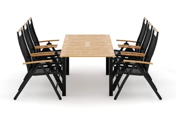 Las Vegas utendørs spisegruppe uttrekkbar 152-210x90 cm med 6 Las Vegas posisjonsstoler - Svart - Hagemøbler & utemiljø - Hagegruppe - Spisegrupper hage