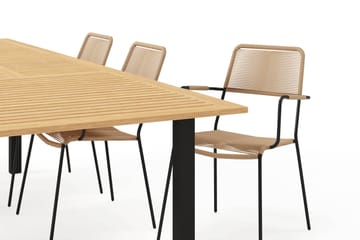 Las Vegas Uttrekkbart Spisebord 220-280 cm med 6 Lindos Spisestoler - Brun/Svart - Hagemøbler & utemiljø - Hagegruppe - Spisegrupper hage