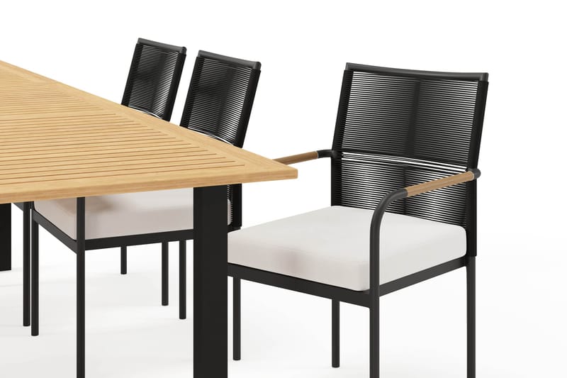 Las Vegas Uttrekkbart Spisebord 220-280 cm med 6 Sonia Spisestoler - Brun/Svart - Hagemøbler & utemiljø - Hagegruppe - Spisegrupper hage