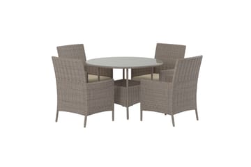 Lefkas spisegruppe 110 cm med 4 lenestoler utendørs - Brun - Hagemøbler & utemiljø - Hagegruppe - Spisegrupper hage