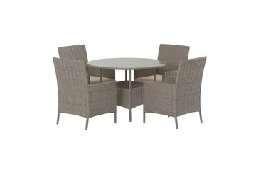 Lefkas spisegruppe 110 cm med 4 lenestoler utendørs - Brun - Hagemøbler & utemiljø - Hagegruppe - Spisegrupper hage