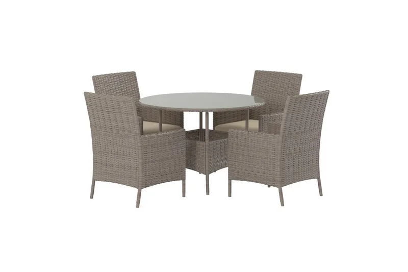 Lefkas spisegruppe 110 cm med 4 lenestoler utendørs - Brun - Hagemøbler & utemiljø - Hagegruppe - Spisegrupper hage