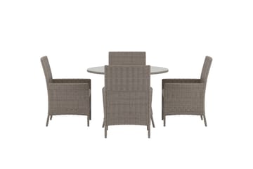 Lefkas spisegruppe 110 cm med 4 lenestoler utendørs - Brun - Hagemøbler & utemiljø - Hagegruppe - Spisegrupper hage