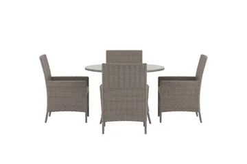 Lefkas spisegruppe 110 cm med 4 lenestoler utendørs - Brun - Hagemøbler & utemiljø - Hagegruppe - Spisegrupper hage