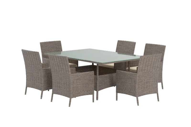 Lefkas spisegruppe 150 cm med 6 stoler utendørs - Brun - Hagemøbler & utemiljø - Hagegruppe - Spisegrupper hage