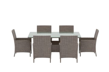 Lefkas spisegruppe 150 cm med 6 stoler utendørs - Brun - Hagemøbler & utemiljø - Hagegruppe - Spisegrupper hage