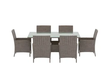 Lefkas spisegruppe 150 cm med 6 stoler utendørs - Brun - Hagemøbler & utemiljø - Hagegruppe - Spisegrupper hage