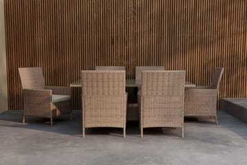 Lefkas spisegruppe 150 cm med 6 stoler utendørs - Brun - Hagemøbler & utemiljø - Hagegruppe - Spisegrupper hage