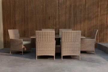 Lefkas spisegruppe 150 cm med 6 stoler utendørs - Brun - Hagemøbler & utemiljø - Hagegruppe - Spisegrupper hage