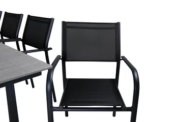 Levels Forlengbar Spisegruppe 160cm + 8 Santorini Stoler - Grå/Svart - Hagemøbler & utemiljø - Hagegruppe - Spisegrupper hage