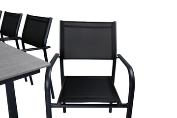 Levels Forlengbar Spisegruppe 160cm + 8 Santorini Stoler - Grå/Svart - Hagemøbler & utemiljø - Hagegruppe - Spisegrupper hage