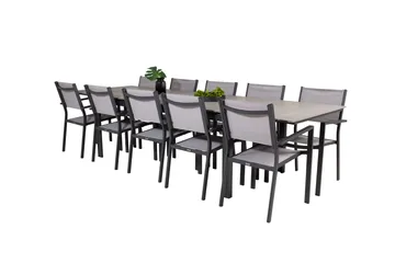 Levels Matgruppe 225-325 cm Rektangulær med 10 Copacabana Stoler - Grå - Hagemøbler & utemiljø - Hagegruppe - Spisegrupper hage