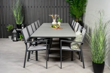 Levels Matgruppe 225-325 cm Rektangulær med 10 Copacabana Stoler - Grå - Hagemøbler & utemiljø - Hagegruppe - Spisegrupper hage